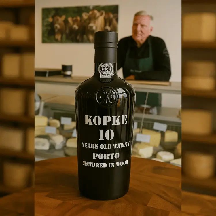 Nick Birchall with cheese and port at The Cheese Shop Nantwich